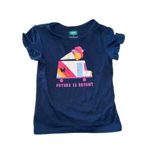 Girls Navy Ruffle Sleeve T-Shirt EUC Sz 5